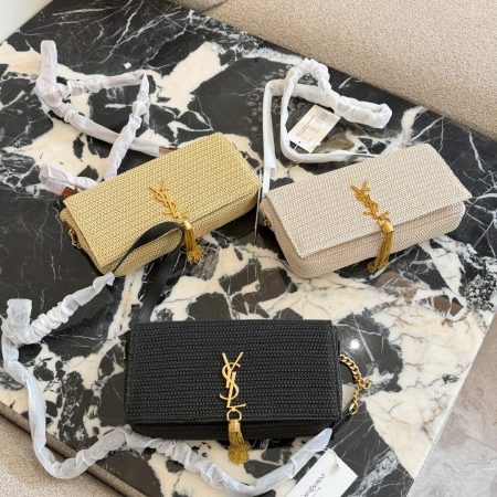 Saint Laurent Nero Raffia Kate Shoulder Bag - Image 1