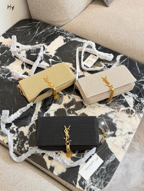 Saint Laurent Nero Raffia Kate Shoulder Bag
