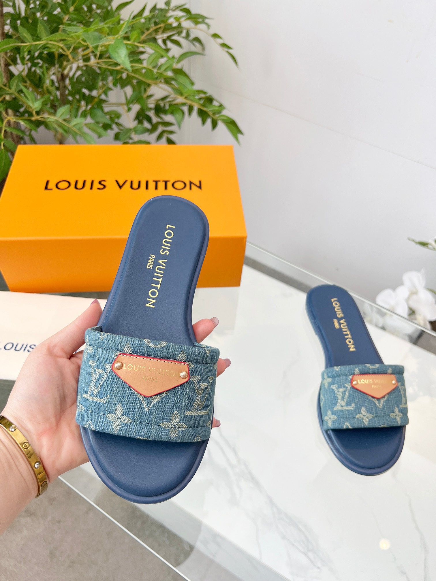 LV Denim Classic Printed Sandals - Image 5