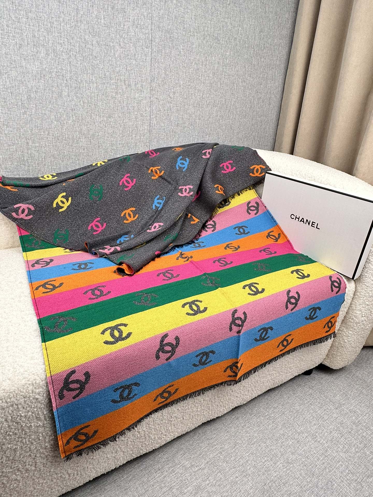 Chanel Cashmere Scarf, Multicolour, Cashmere - Image 3