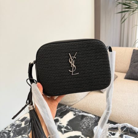 Saint Laurent Lou Raffia Crossbody Camera Bag - Image 3