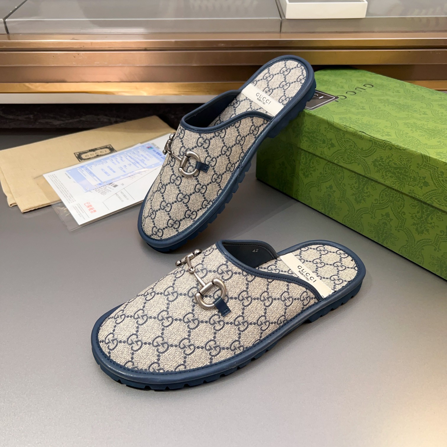 Gucci Monogram Horsebit Men Flat Mules - Image 3