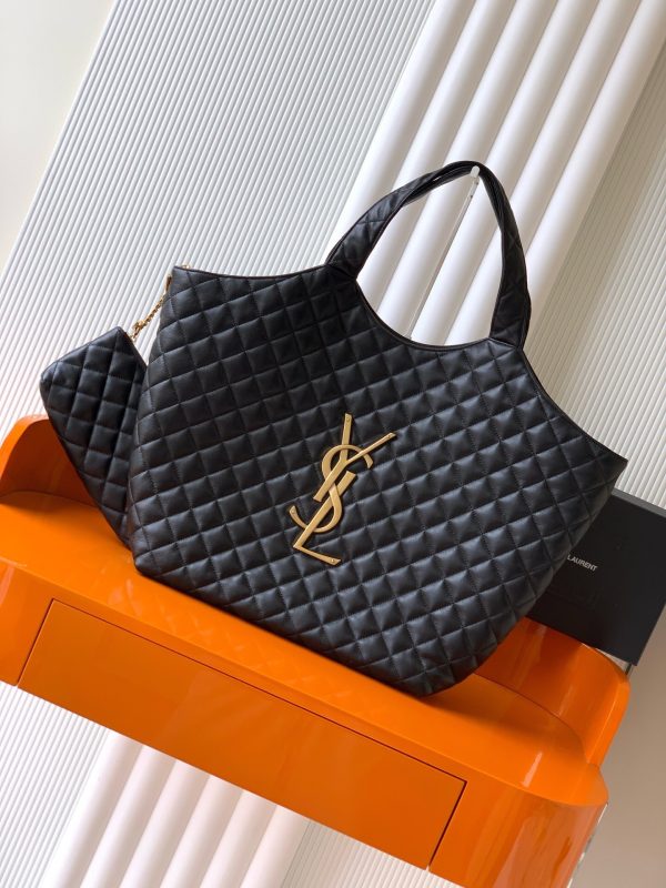 YSL Icare Maxi Shopping Bag Black