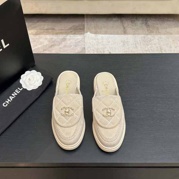 Chanel Fabric Quilted CC Turnlock Mules