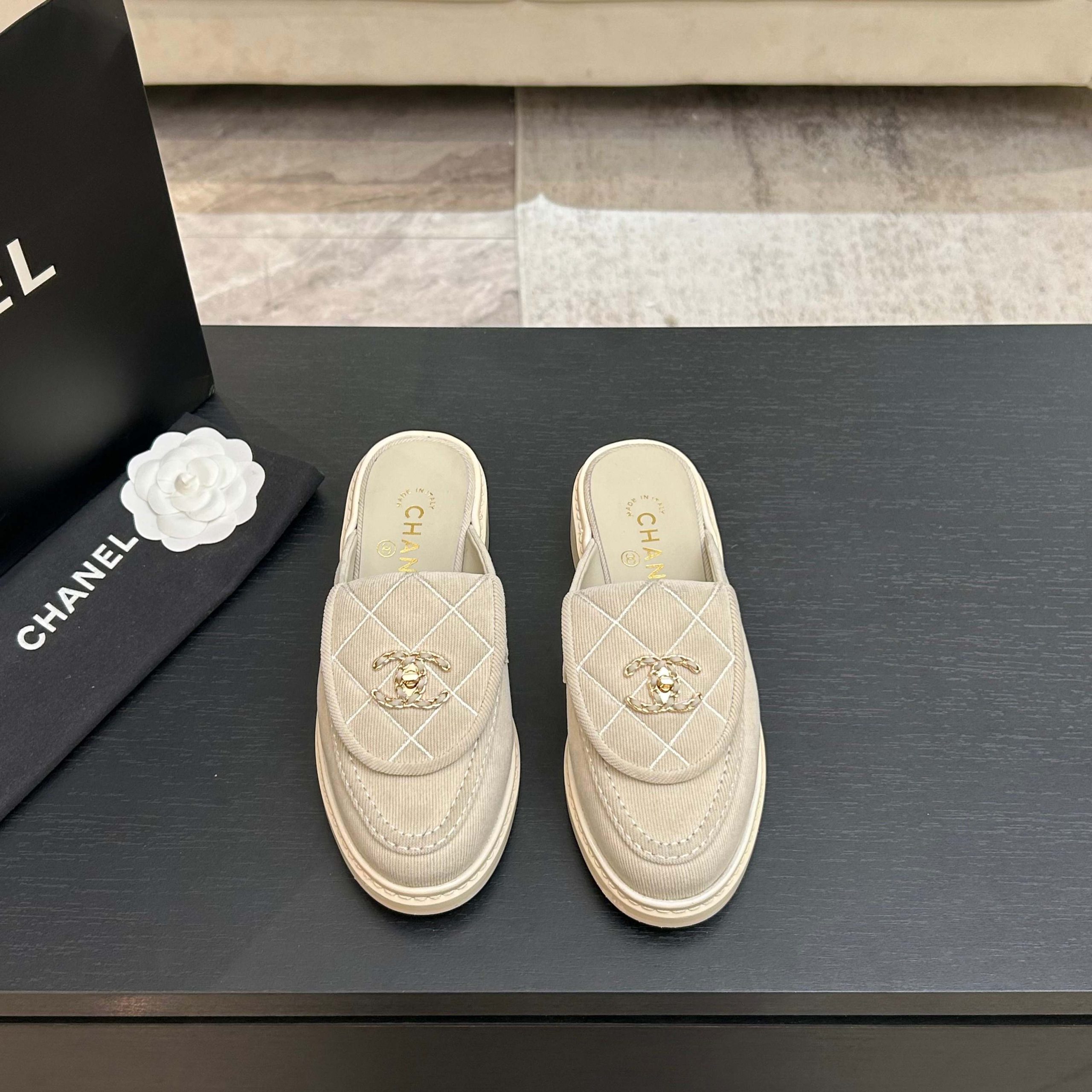 Chanel Fabric Quilted CC Turnlock Mules - Image 7