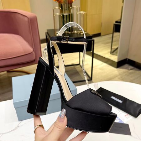 Prada Buckle Square-Heel Sandals - Image 6