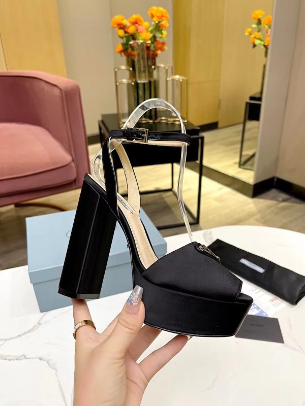 Prada Buckle Square-Heel Sandals