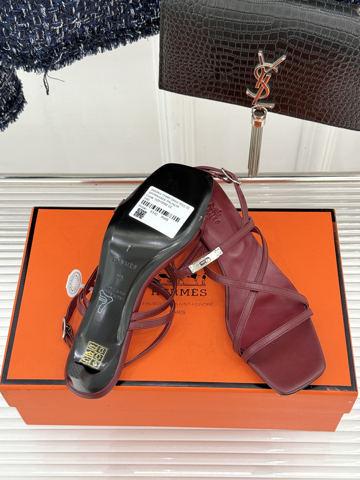 Hermès Kelly Buckle Thin-Strap Kitten-Heel Sandals - Image 12
