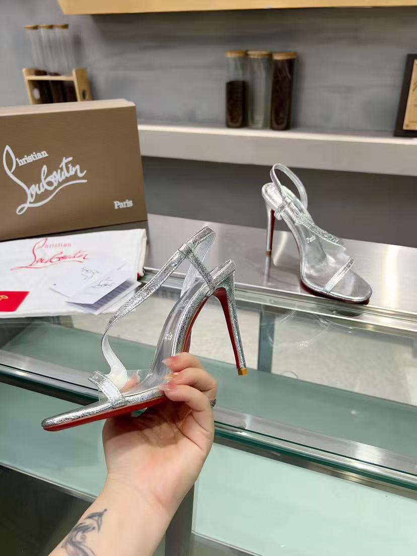 Christian Louboutin Rosalie Heels Silver - Image 6