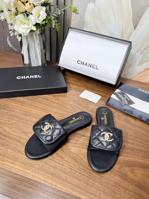 Chanel Quilted CC Slides