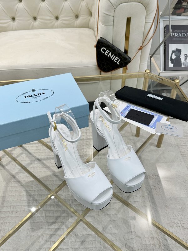Prada Buckle Square-Heel Sandals