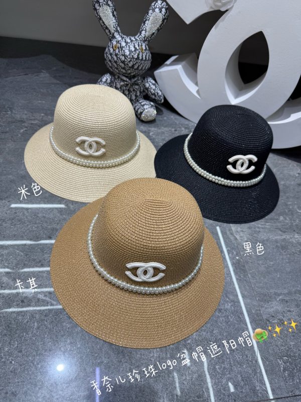Chanel Pearl-Adorned Straw Hat