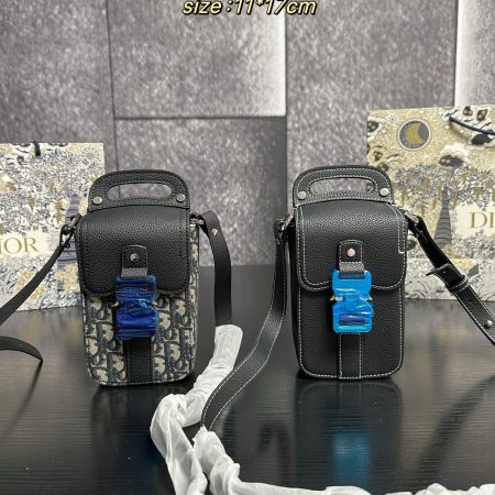 Dior Oblique GrainedCalfskin Vertical Saddle Bag - Image 1