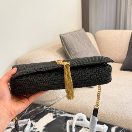 Saint Laurent Nero Raffia Kate Shoulder Bag - Image 9