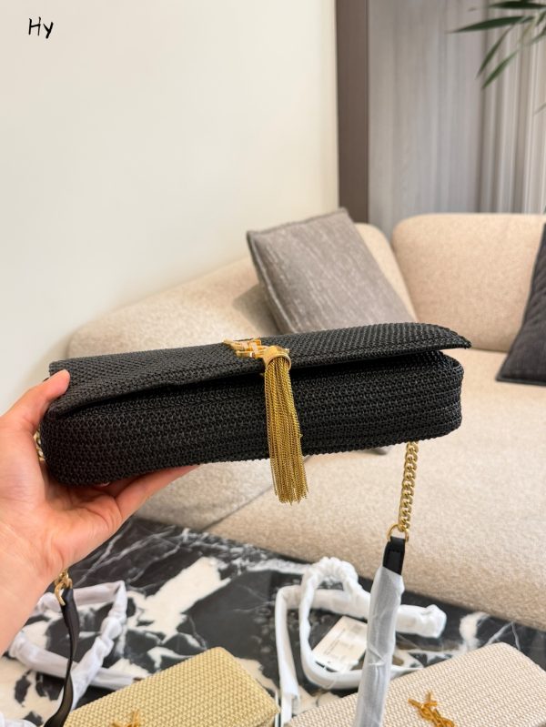 Saint Laurent Nero Raffia Kate Shoulder Bag