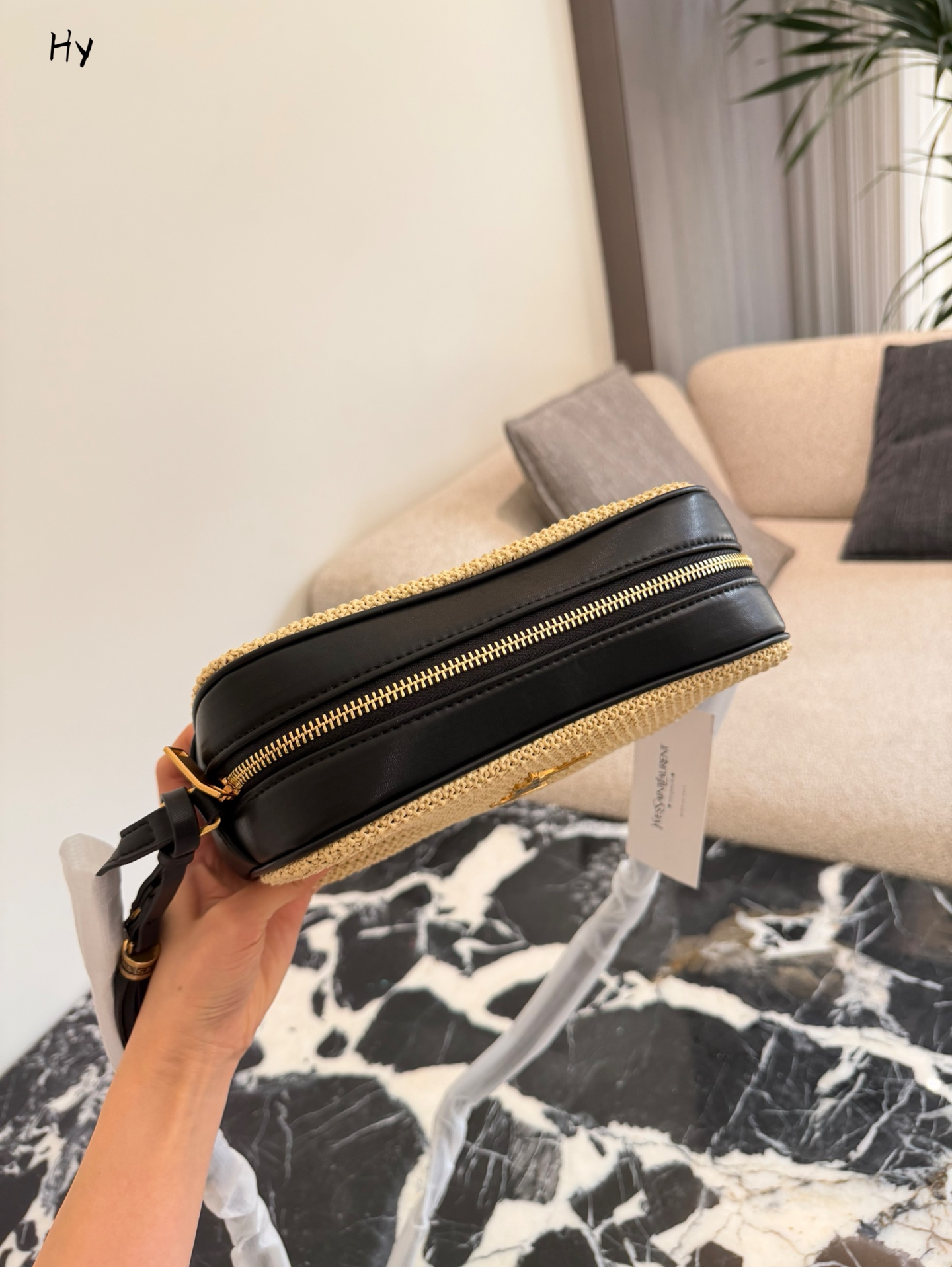 Saint Laurent Lou Raffia Crossbody Camera Bag - Image 7
