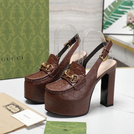 Gucci Horsebit Loafer 135MM Platform Slingback Pumps - Image 7