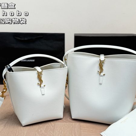 YSL Drawstring Leather Shoulder Bag - Image 4