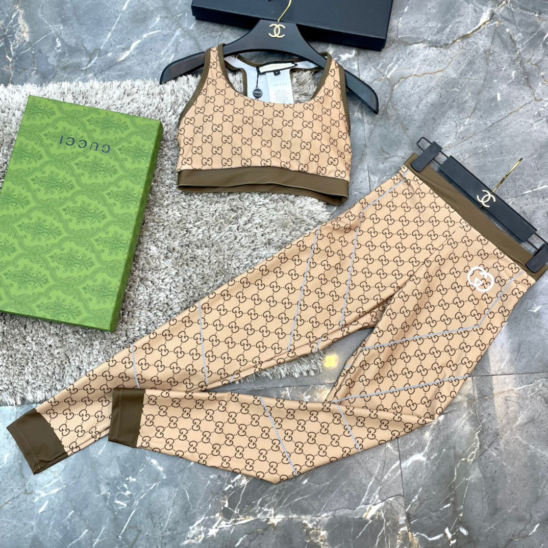 Gucci Brown GG Jacquard Leggings - Image 1