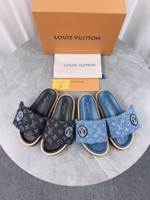 LV Pool Pillow Denim Flat Comfort Mules