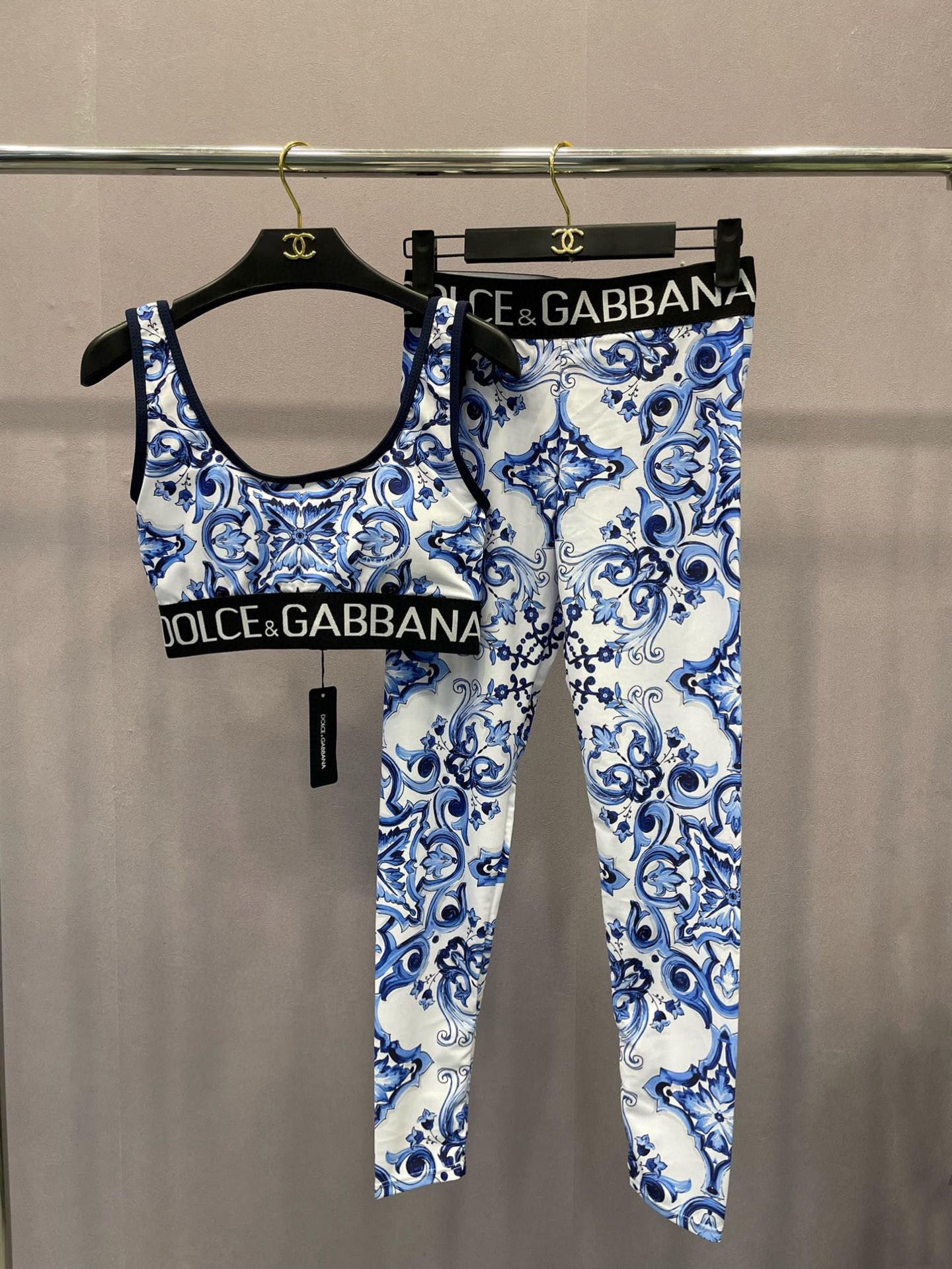 Dolce & Gabbana Majolica-print Jersey Leggings - Image 1
