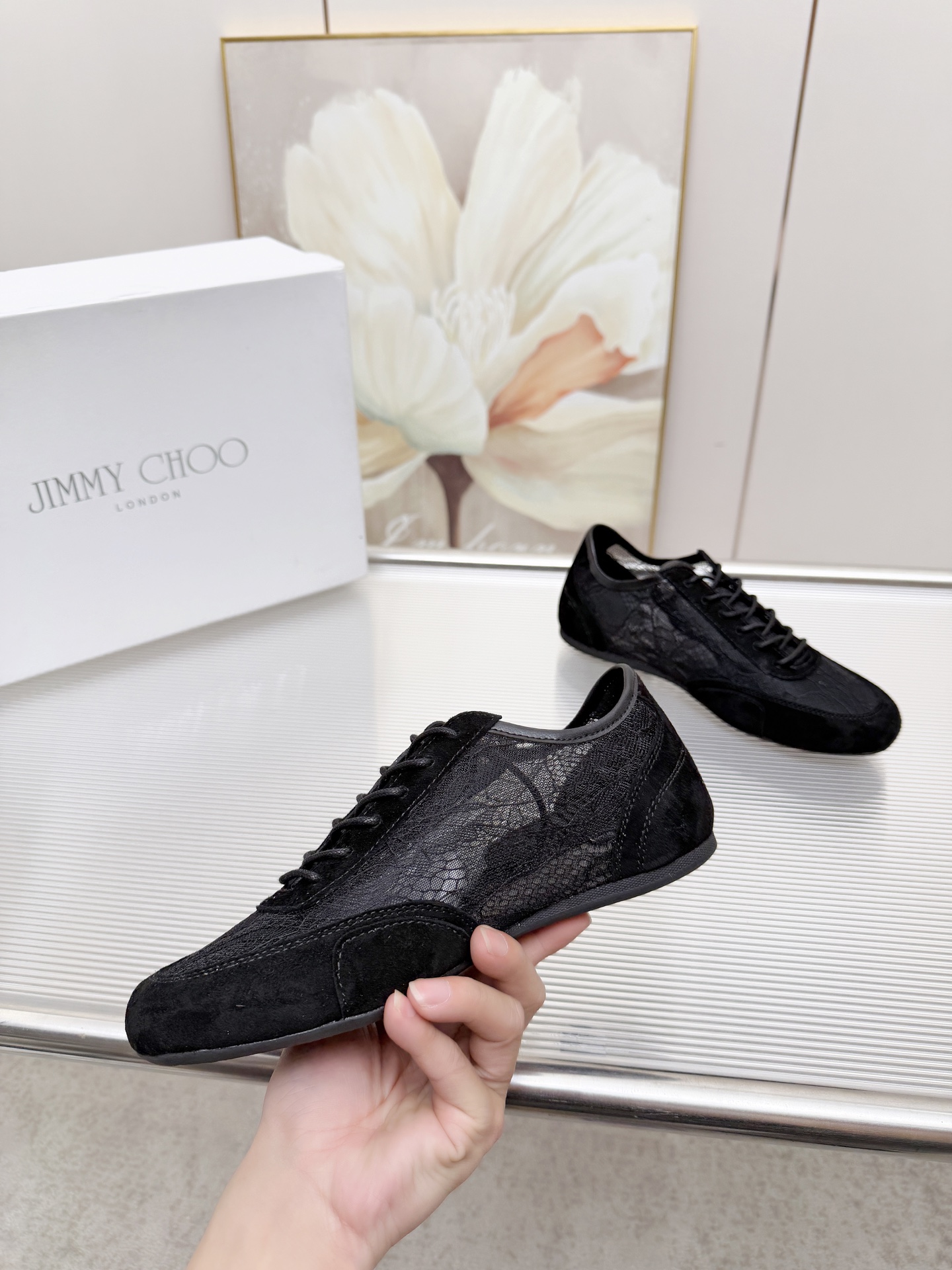 Jimmy Choo Sunny F Lace Sneakers - Image 9
