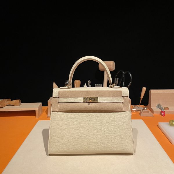 Hermès Kelly Sellier Nata Epsom Gold Hardware Leather Bag - 10A Mirror Version