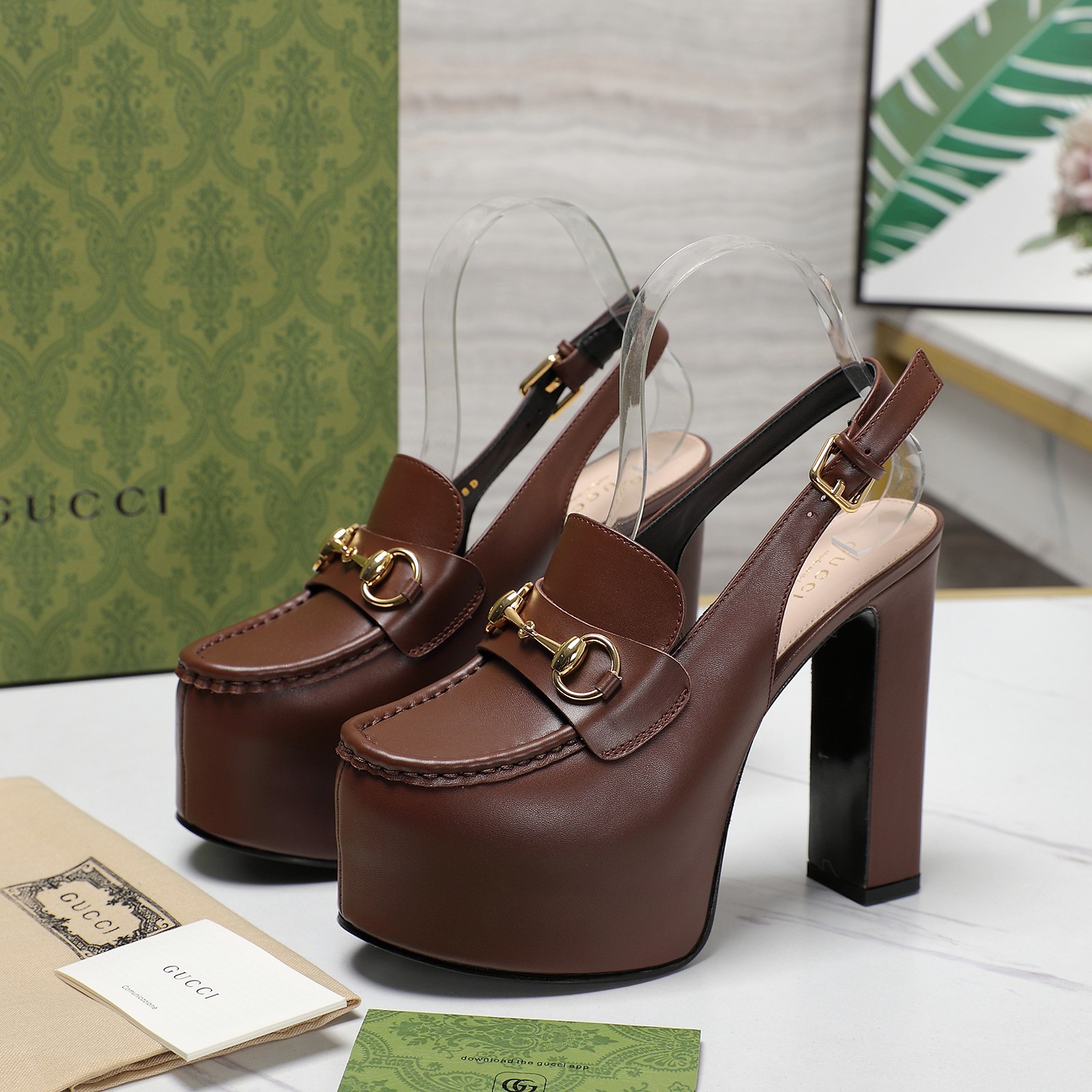 Gucci Horsebit Loafer 135MM Platform Slingback Pumps - Image 2