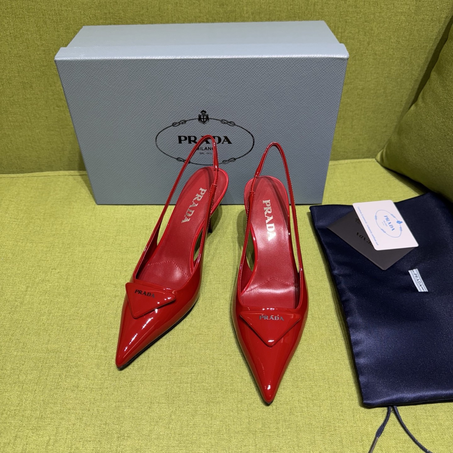 Prada Patent Leather Slingback Heeled Pumps - Image 2