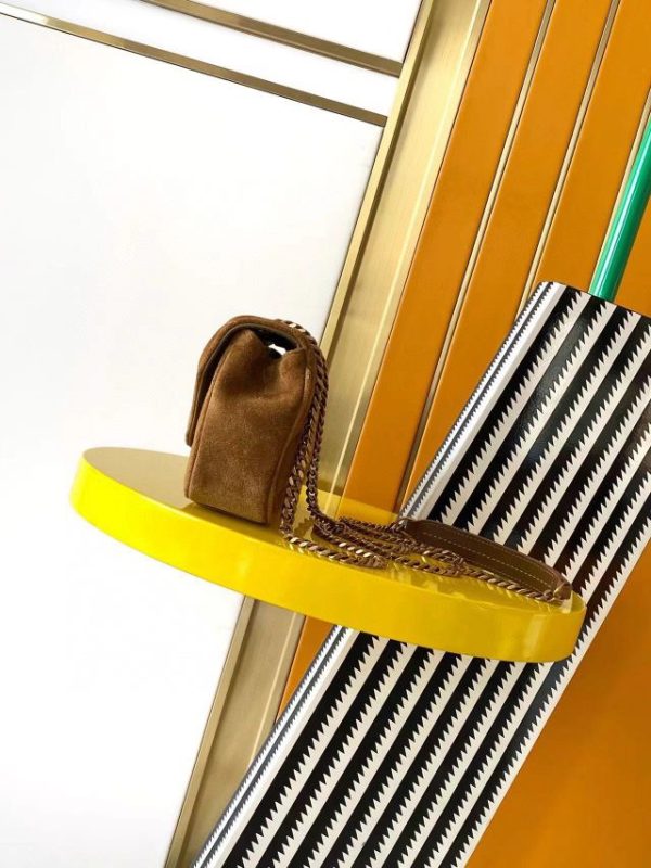 Saint Laurent YSL LOULOU small in MATELASSé suede in Brown
