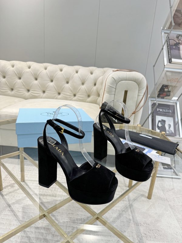 Prada Buckle Square-Heel Sandals