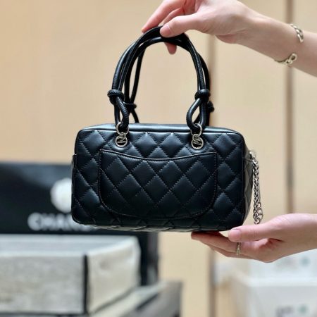 Chanel Black Quilted Leather Cambon Bowling Bag - Image 7