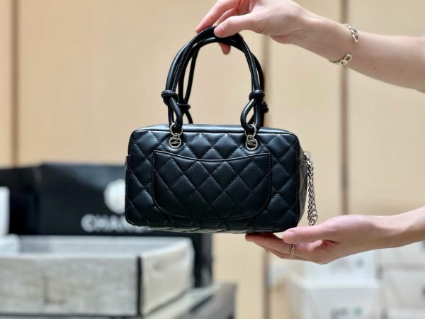 Chanel Black Quilted Leather Cambon Bowling Bag