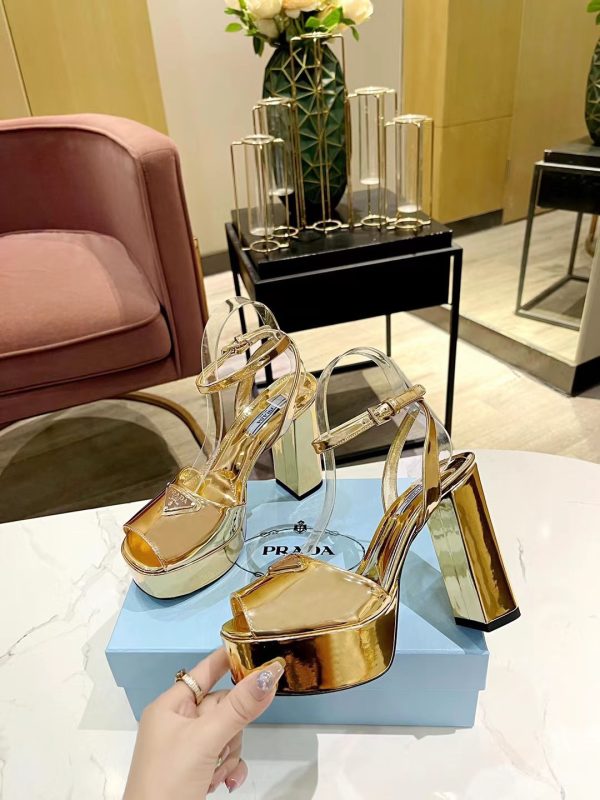 Prada Buckle Square-Heel Sandals