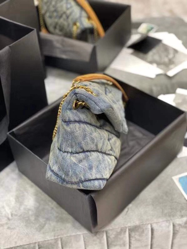 YSL Loulou Puffer Denim Leather Bag