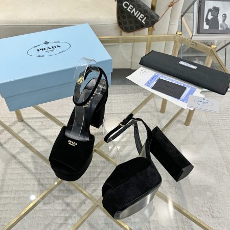 Prada Buckle Square-Heel Sandals - Image 11