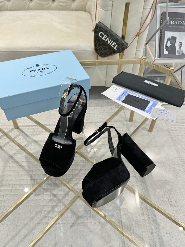 Prada Buckle Square-Heel Sandals