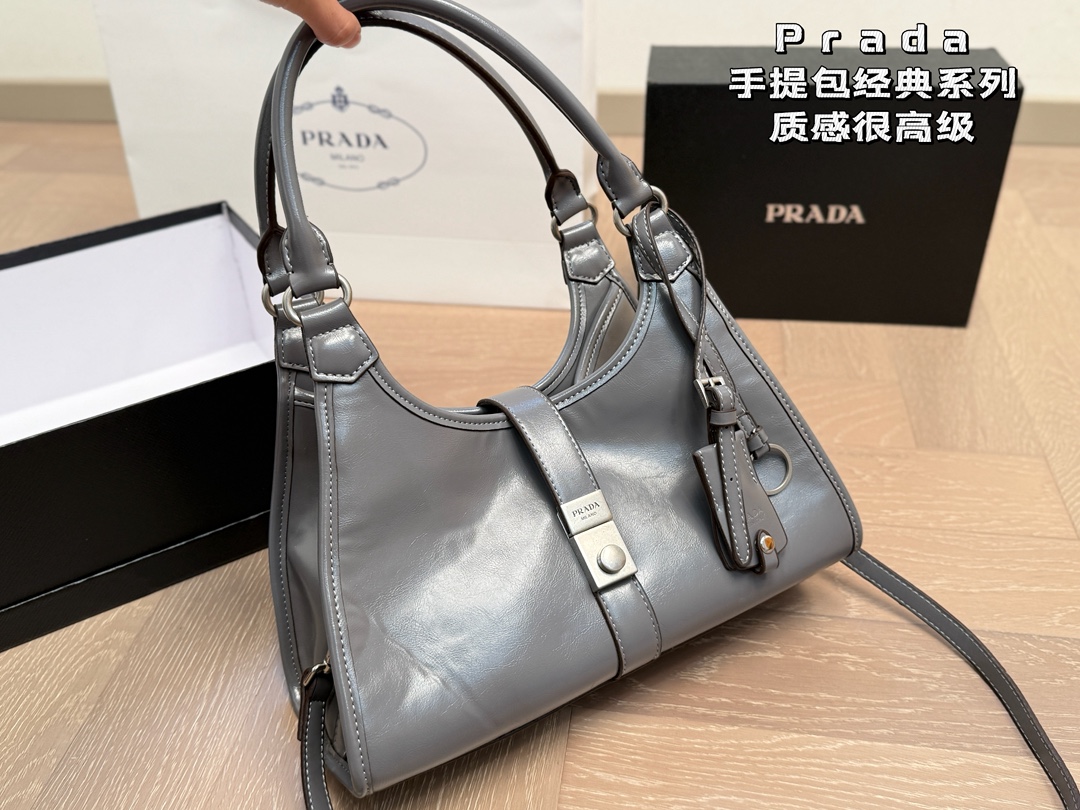 Prada push-lock Leather Tote Bag - Image 1