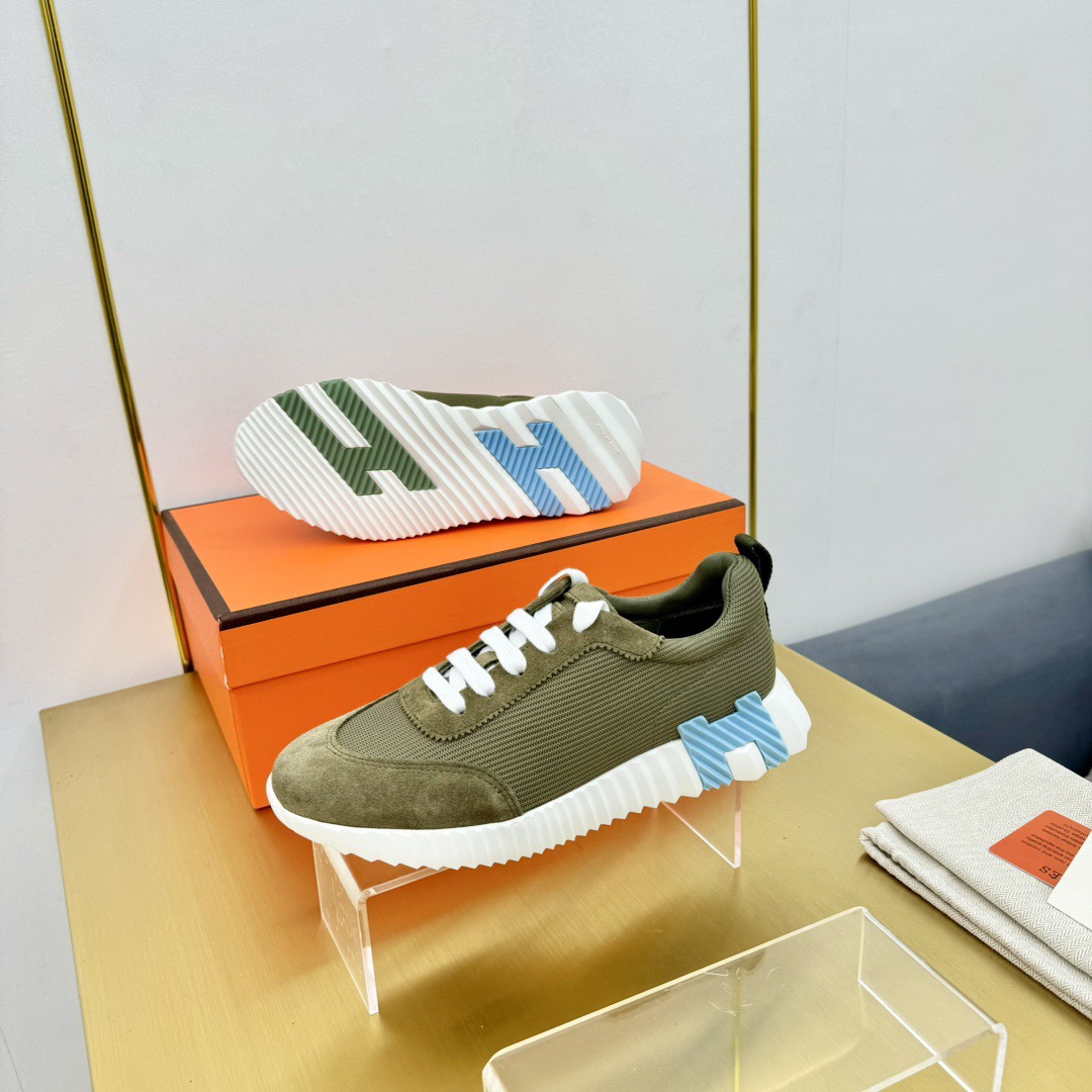 HERMES Air Mesh Suede Goatskin Bouncing Sneakers - Image 5