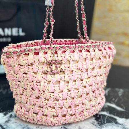 Chanel 23P Chain-Handled Woven Bag