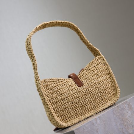 SAINT LAURENT Raffia Calfskin Le Mini Hobo Natural - Image 2