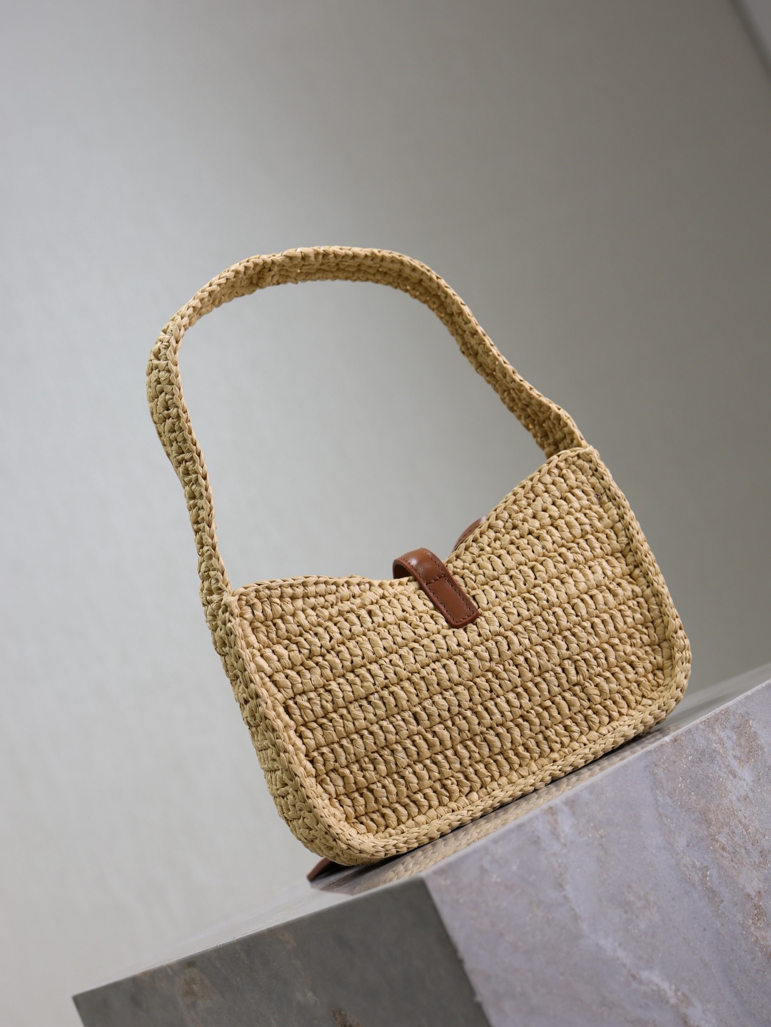 SAINT LAURENT Raffia Calfskin Le Mini Hobo Natural - Image 2