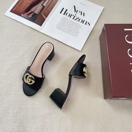 Gucci 25SS Double G Rhinestone Chunky-Heel Slides - Image 4