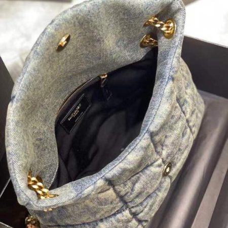 YSL Loulou Puffer Denim Leather Bag - Image 10