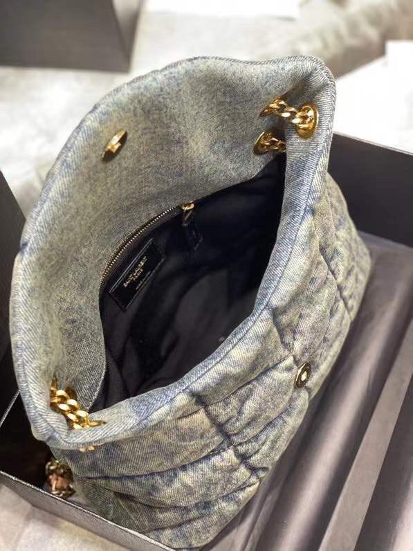 YSL Loulou Puffer Denim Leather Bag