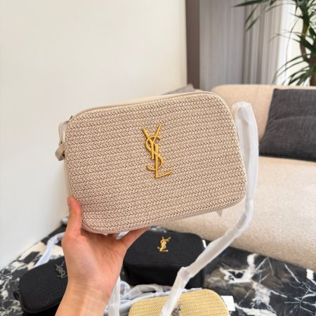 Saint Laurent Lou Raffia Crossbody Camera Bag - Image 4