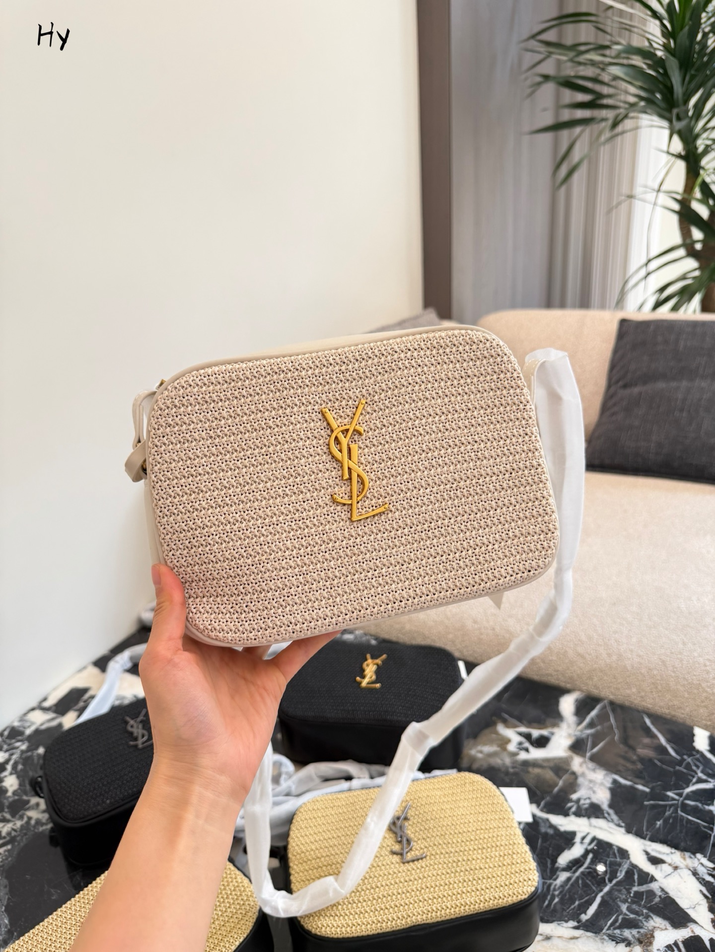 Saint Laurent Lou Raffia Crossbody Camera Bag - Image 4