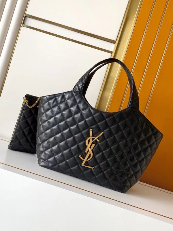 YSL Icare Maxi Shopping Bag Black