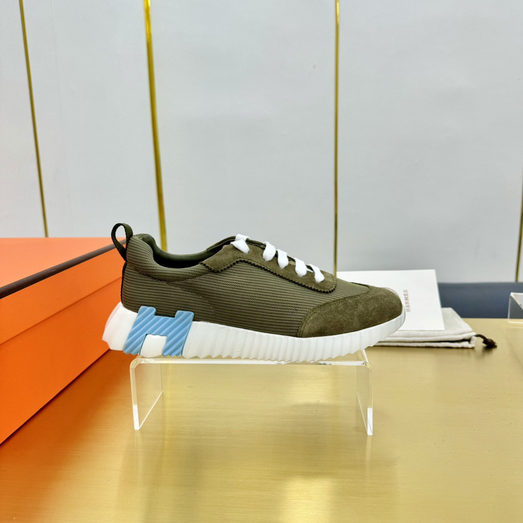 HERMES Air Mesh Suede Goatskin Bouncing Sneakers - Image 4