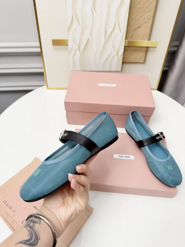 MIU MIU Anise Mesh Fabric Ballerinas